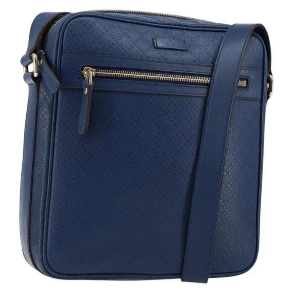 GUCCI Diamante Shoulder Bag Leather Blue Gold 201443 Auth bs29905 - Picture 2 of 16